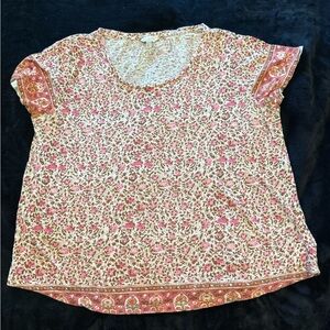 Lucky Brand brown and pink print short sleeve T-shirt. XL. Gently used.